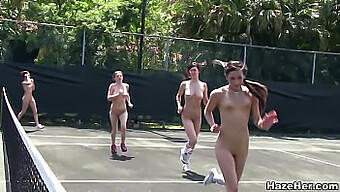 Amateur Sorority Hazing On The Tennis Court